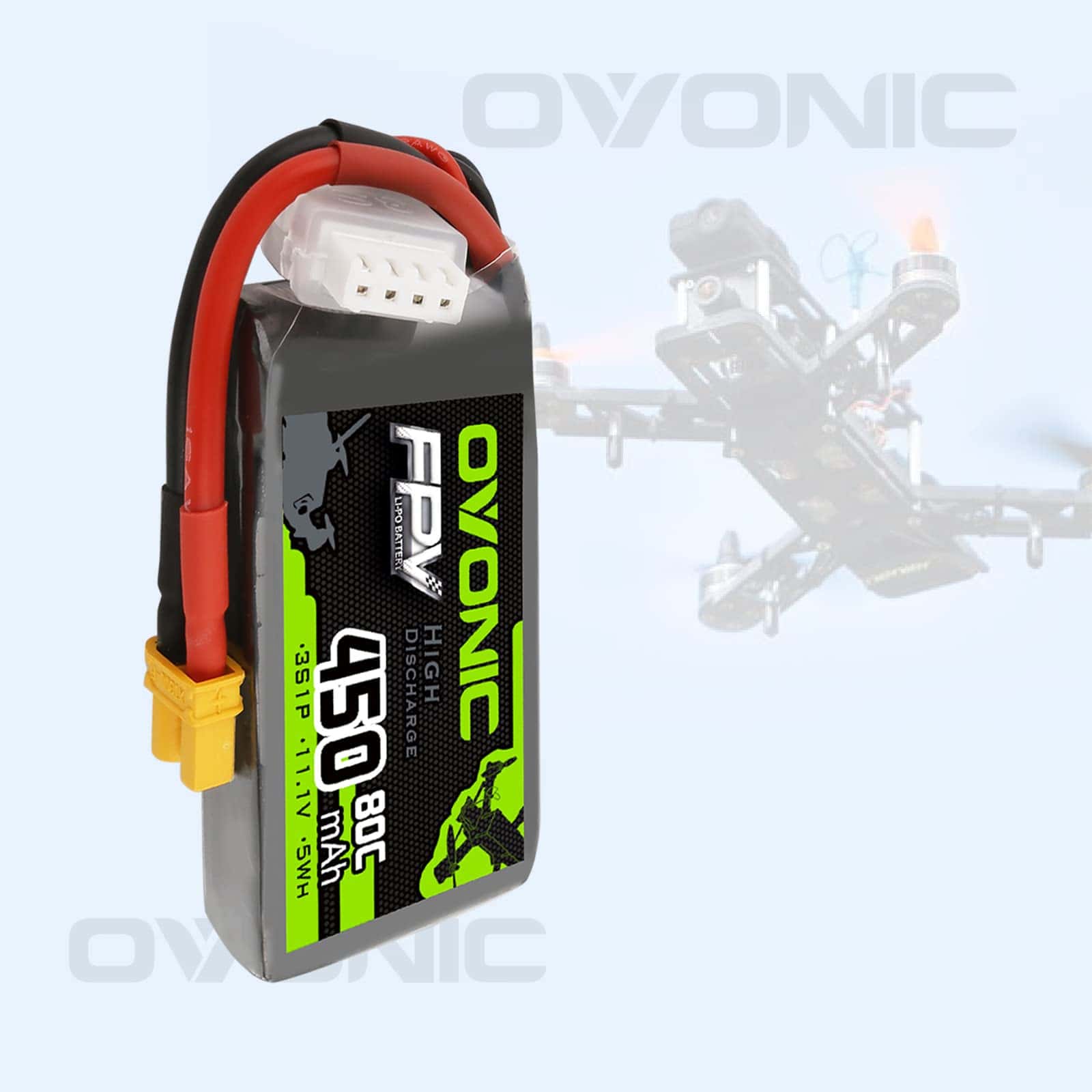 Batería Lipo OVONIC 3S 80C 450mAh 11.1V con Conector XT30 - Imagen 7