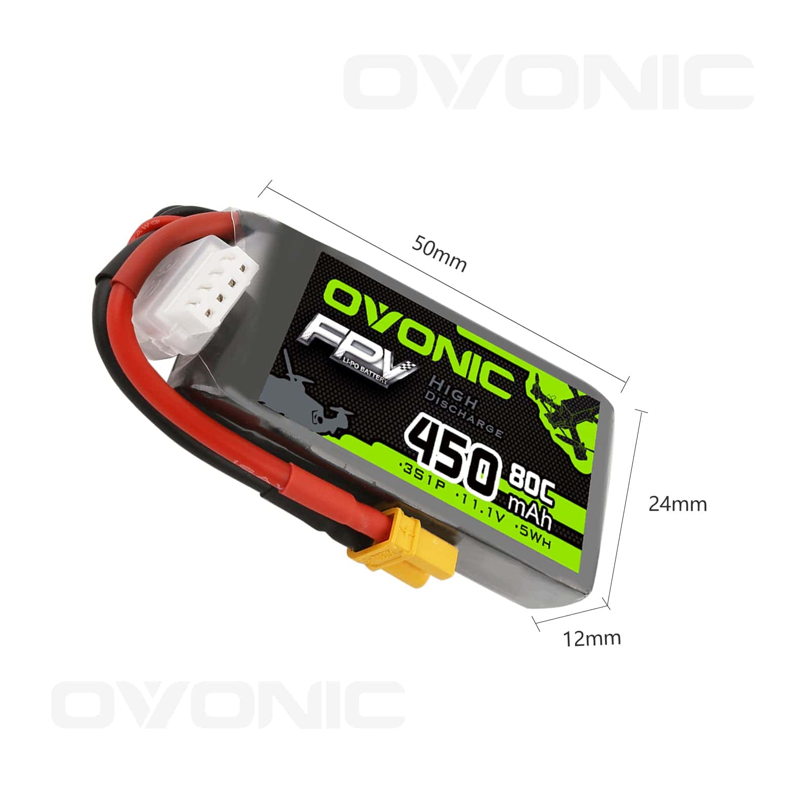 Batería Lipo OVONIC 3S 80C 450mAh 11.1V con Conector XT30 - Imagen 5
