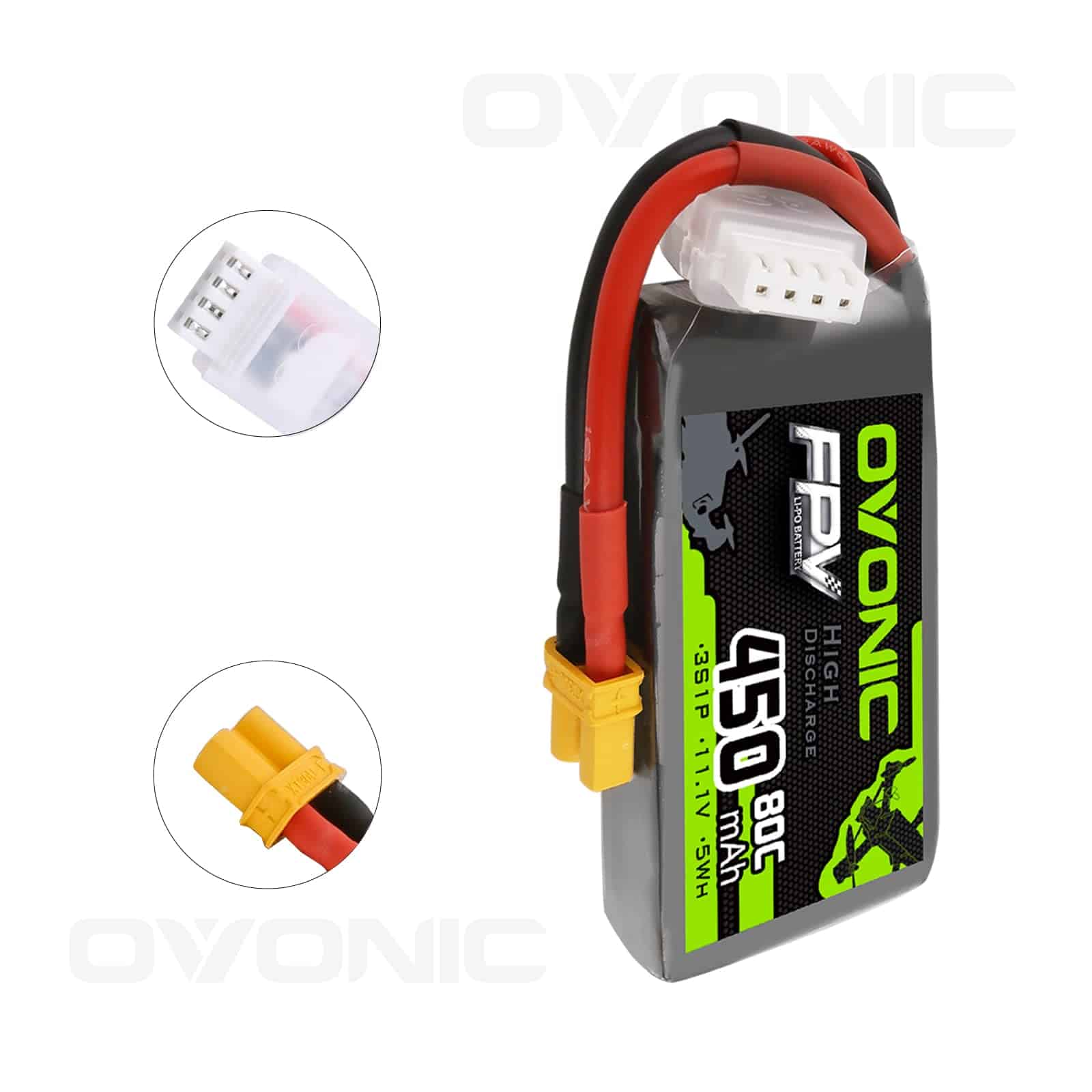 Batería Lipo OVONIC 3S 80C 450mAh 11.1V con Conector XT30 - Imagen 6