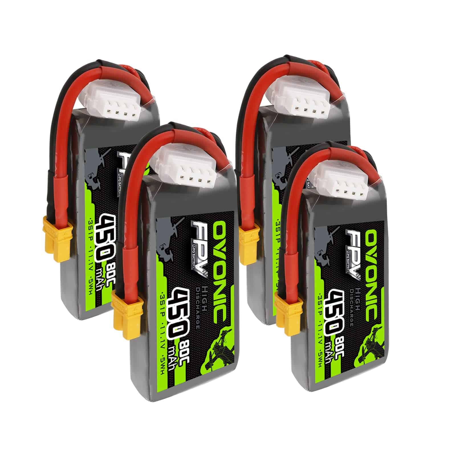 Batería Lipo OVONIC 3S 80C 450mAh 11.1V con Conector XT30