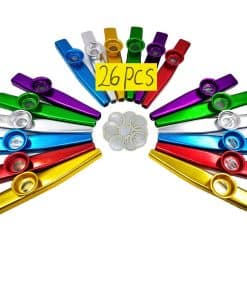 Fartime 26Pcs Metal Kazoos con 20Pcs Diafragmas de Flauta