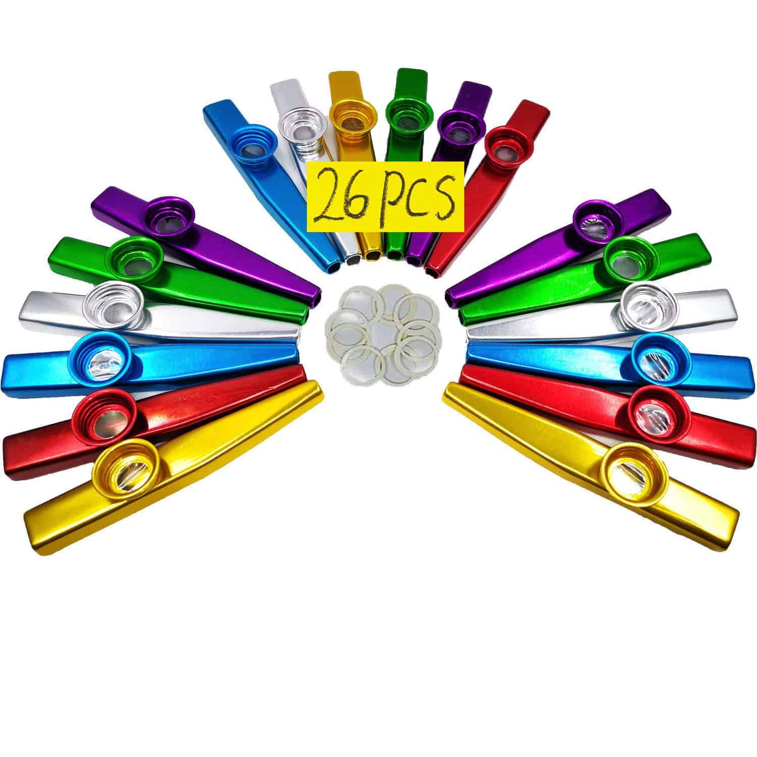 Fartime 26Pcs Metal Kazoos con 20Pcs Diafragmas de Flauta