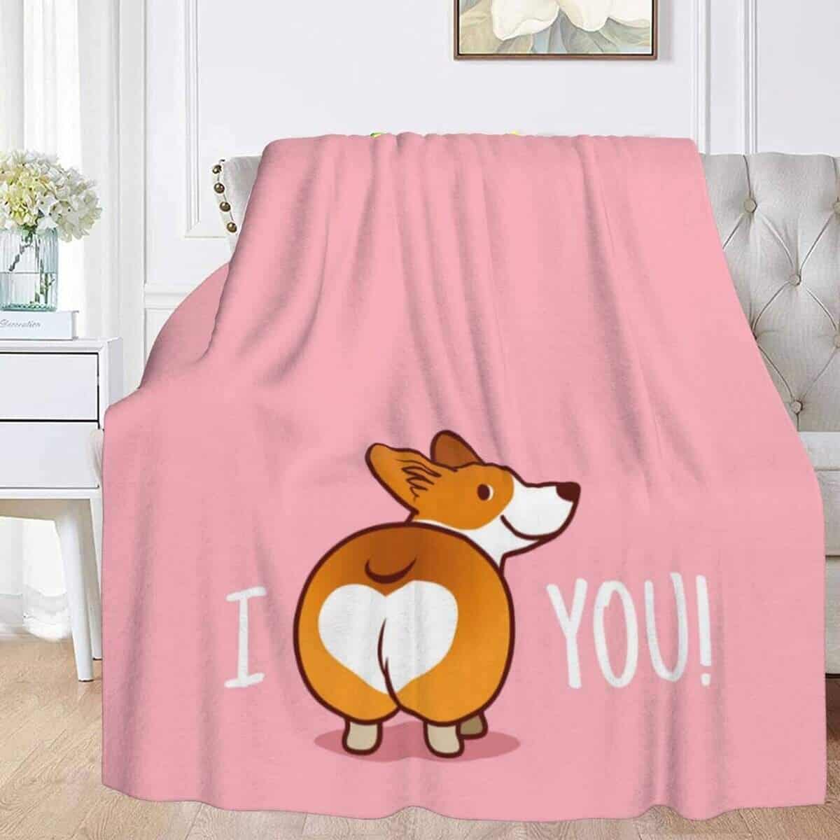 Manta de Felpa FeHuew Corgi Rosa Te Amo 50x60 pulgadas Sala - Imagen 6