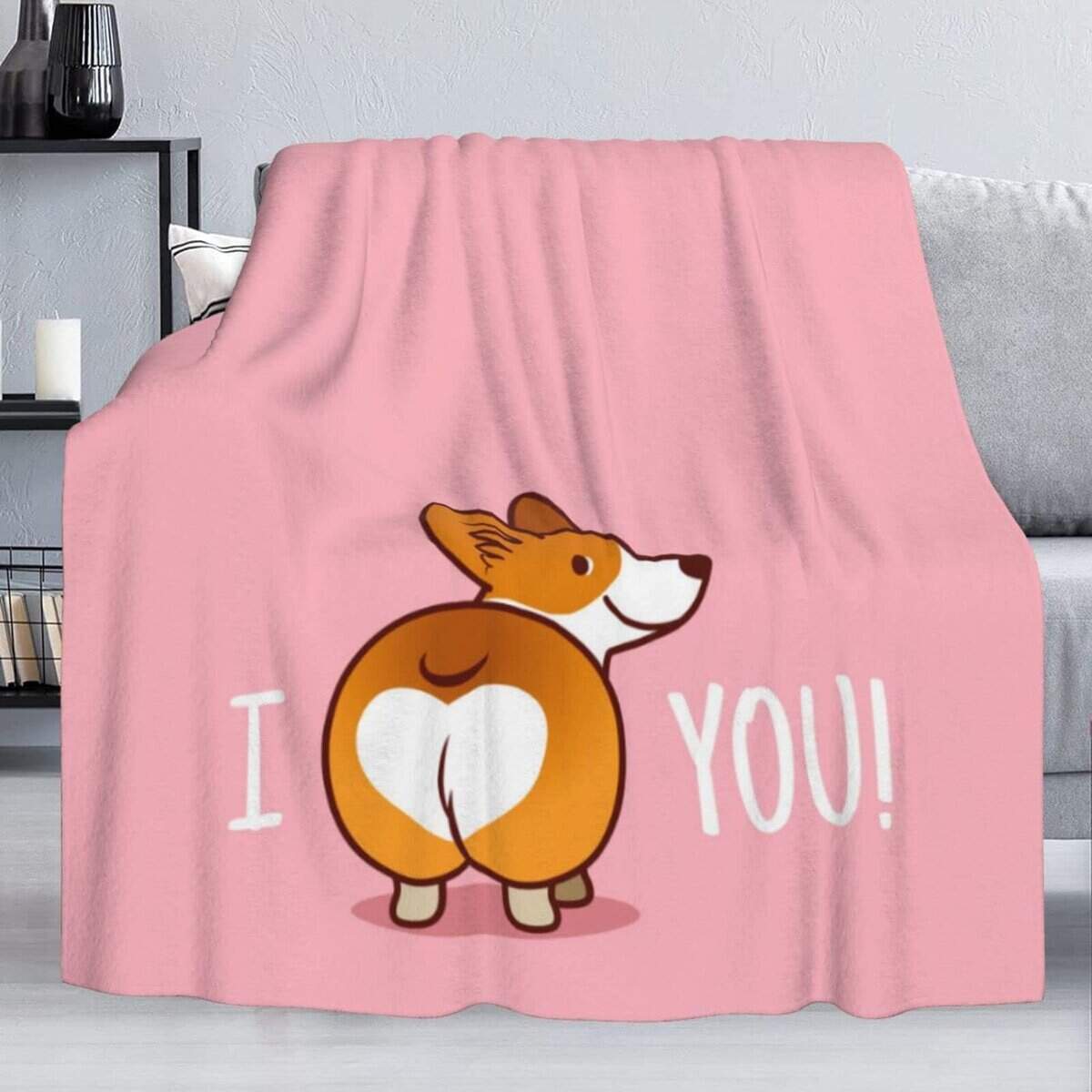 Manta de Felpa FeHuew Corgi Rosa Te Amo 50x60 pulgadas Sala - Imagen 5