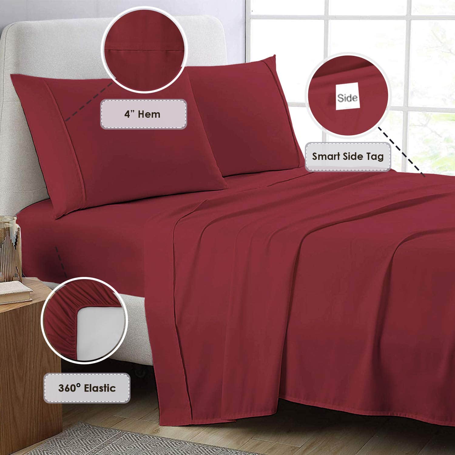 Juego de sábanas 100% algodón Puro King Size, 800 hilos de - Imagen 4