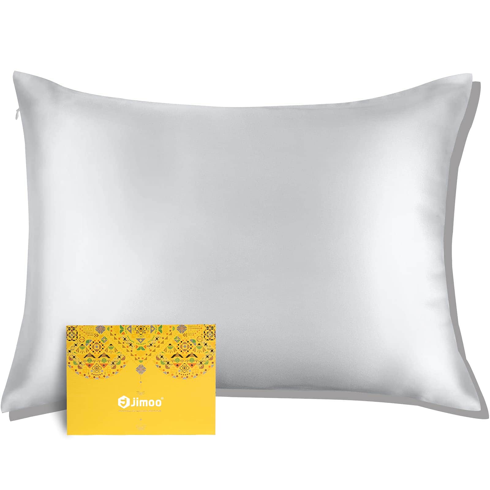 Funda de Almohada de Seda 100% Natural para el -Gris Plata