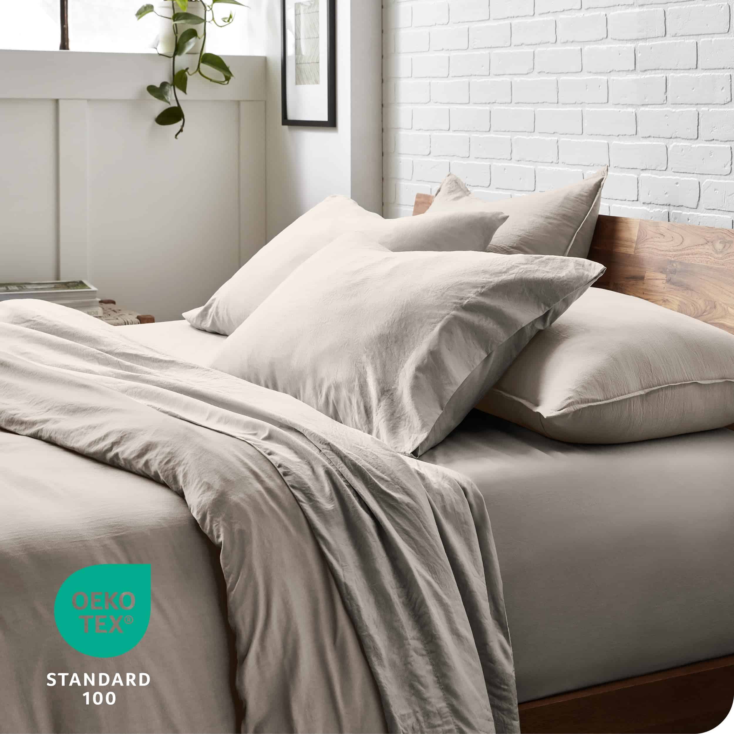 Juego de sábanas Bare Home Queen - Lujo 1800 -Niebla - Imagen 6