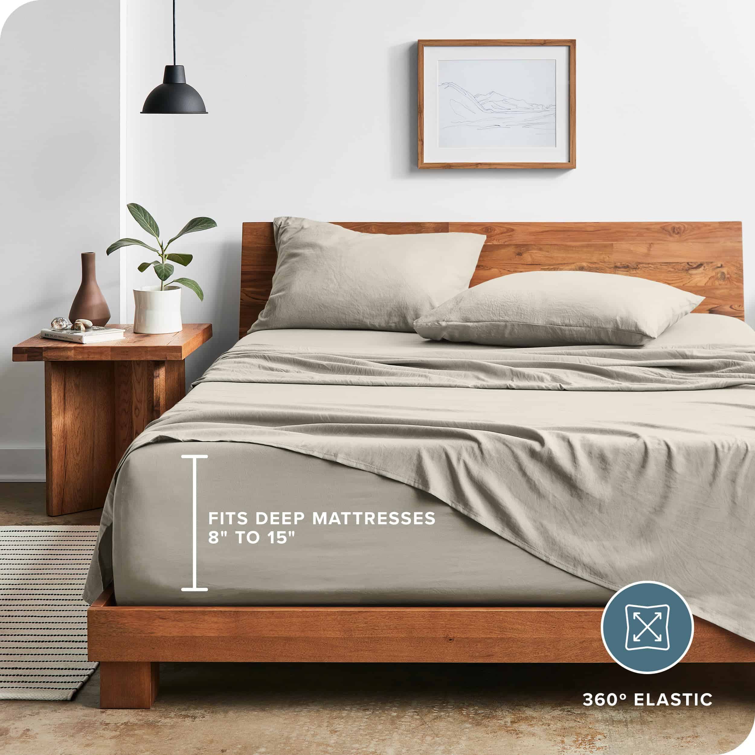 Juego de sábanas Bare Home Queen - Lujo 1800 -Niebla - Imagen 5