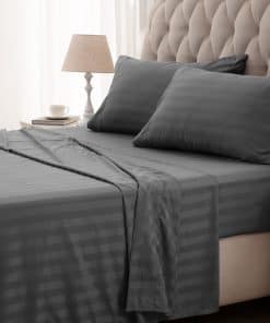 Juego de Sábanas a Rayas SLEEP ZONE Tamaño -Gris