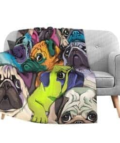 Manta de lana polar con diseño de cachorros de pug para