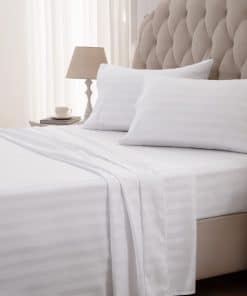 Juego de Sábanas a Rayas SLEEP ZONE Tamaño -Blanco a rayas