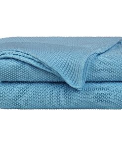 Manta de Punto de Algodón PiccoCasa Tamaño Twin, Sólida y