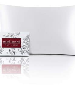 Funda de Almohada de Seda Pura Mellanni -Blanco