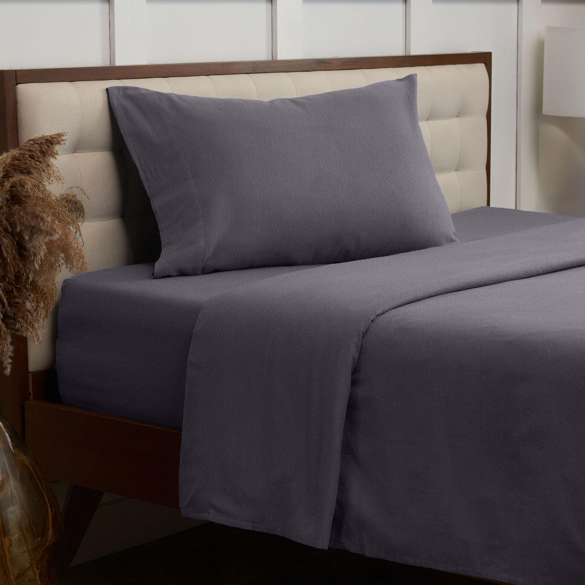 Juego de sábanas de franela de algodón -Gris