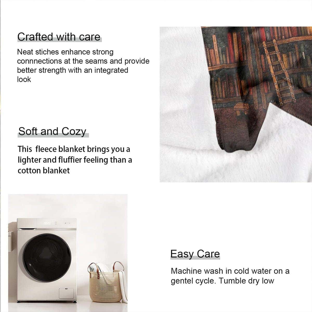 Manta de Lectura para Amantes de los Libros XSMEI, Suave y - Imagen 7