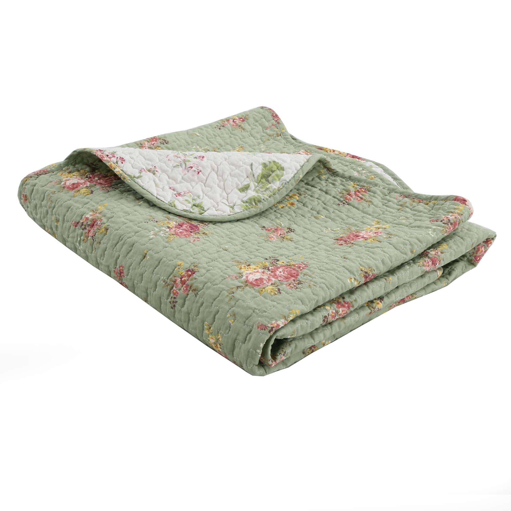 Cozy Line Home Fashions Vintage Floral Quilted Throw 100% - Imagen 3