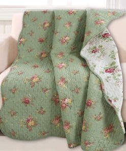 Cozy Line Home Fashions Vintage Floral Quilted Throw 100%