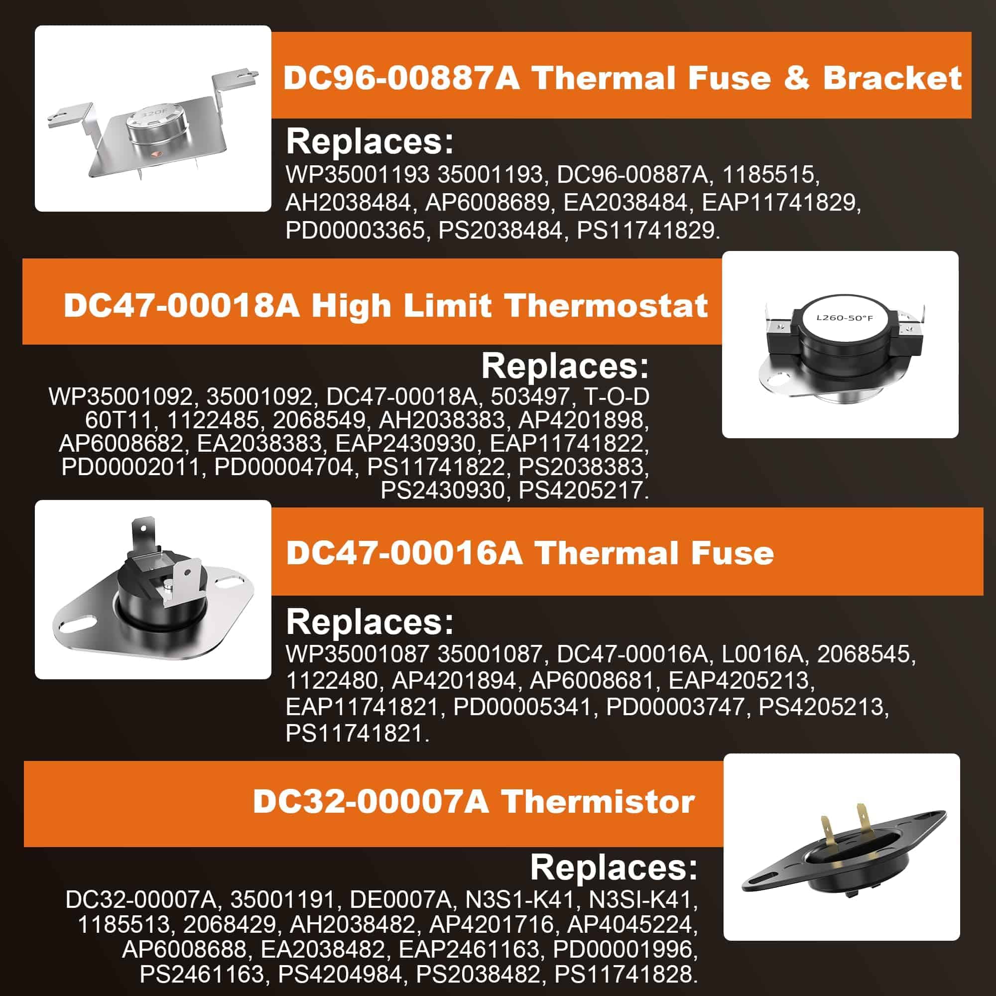 Elemento Calefactor de Secadora Mejorado DC47-00019A para - Imagen 6