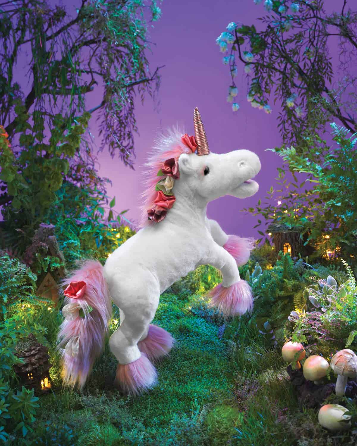 Títere de Unicornio Folkmanis, Blanco, Rosa - Imagen 4