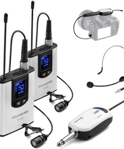 Alvoxcon TG220S Micrófono Inalámbrico de Doble Solapa para