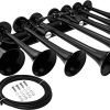 Claxon Vixen para Camión/Coche. 8 Trompetas de Aire Negras.