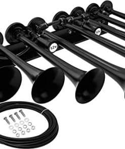 Claxon Vixen para Camión/Coche. 8 Trompetas de Aire Negras.