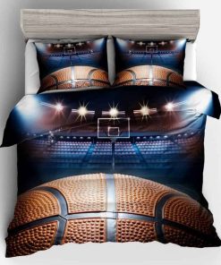 Juego de edredón de baloncesto 3D tamaño Queen para niños y