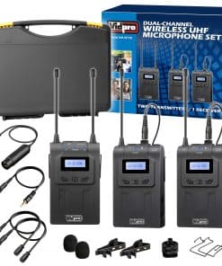 Set de Micrófono Inalámbrico Lavalier de Doble Canal UHF
