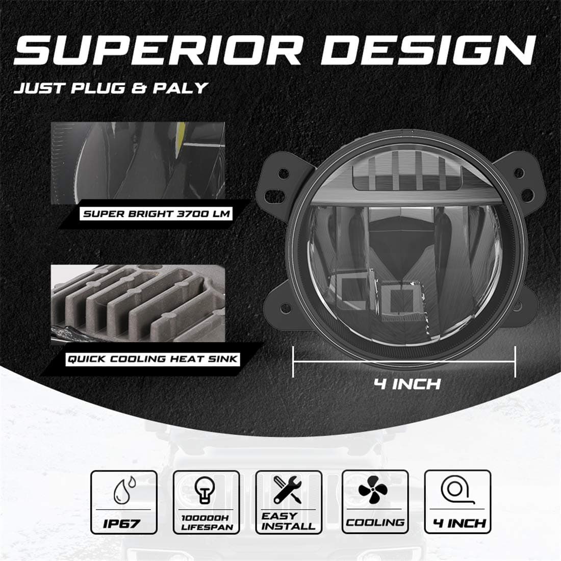 Luces de Niebla LED Kiwi Master para Jeep Gladiator JT - Imagen 5