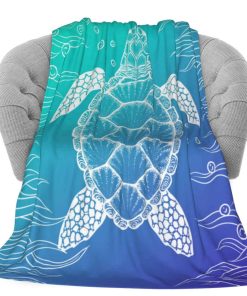 Manta de Lana de Franela KiuLoam Tortuga de Mar para Sofá