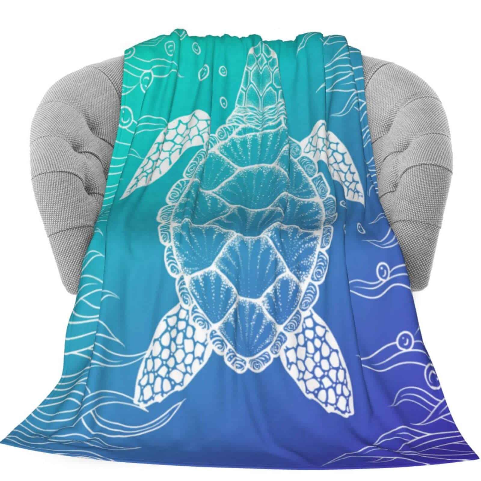 Manta de Lana de Franela KiuLoam Tortuga de Mar para Sofá