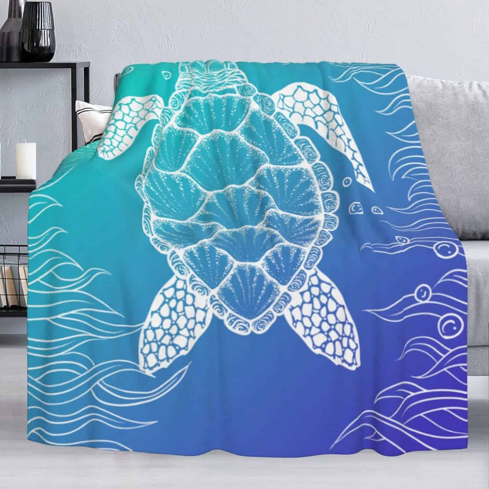 Manta de Lana de Franela KiuLoam Tortuga de Mar para Sofá - Imagen 4