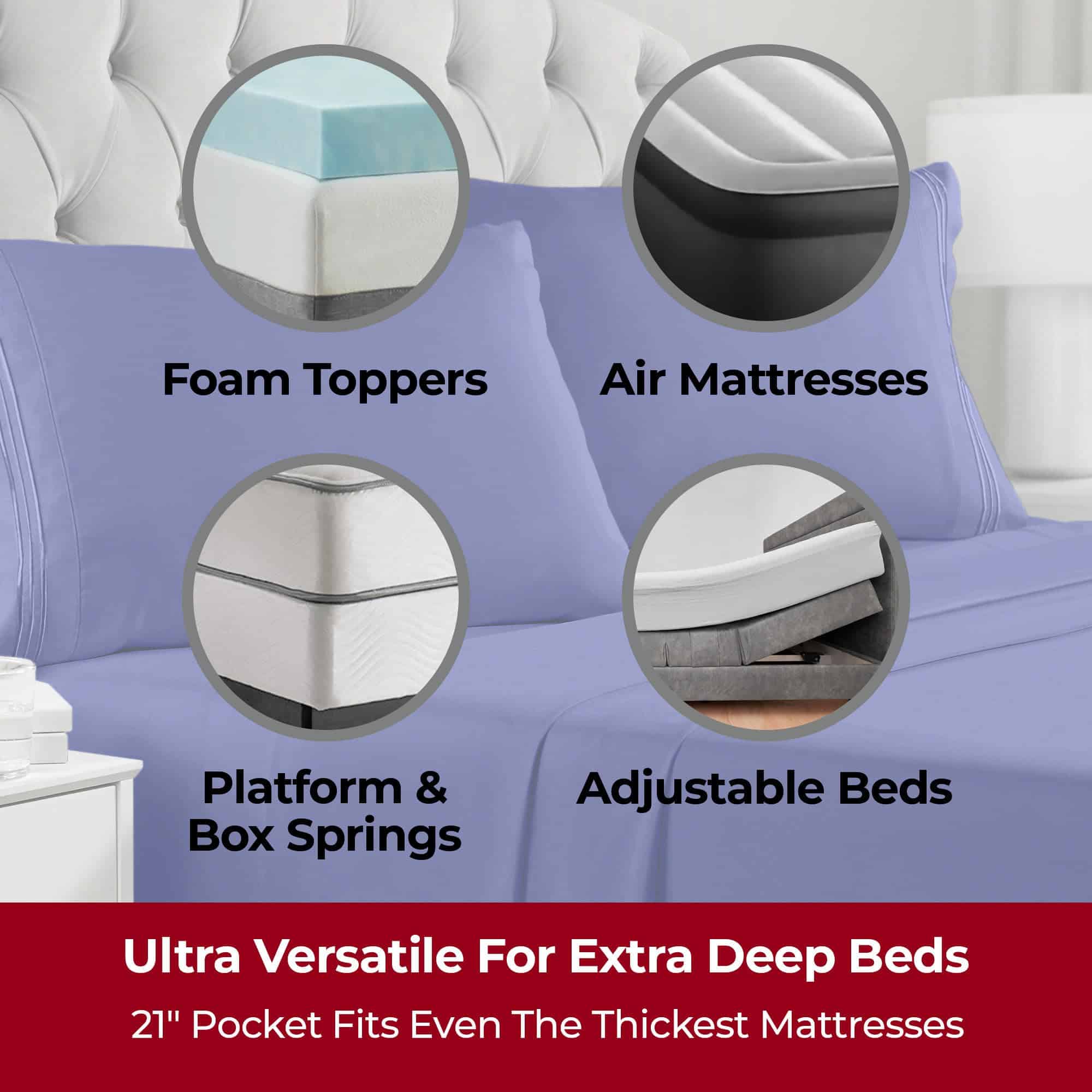 Juego de sábanas extra profundas Mellanni -Azul Real - Imagen 3