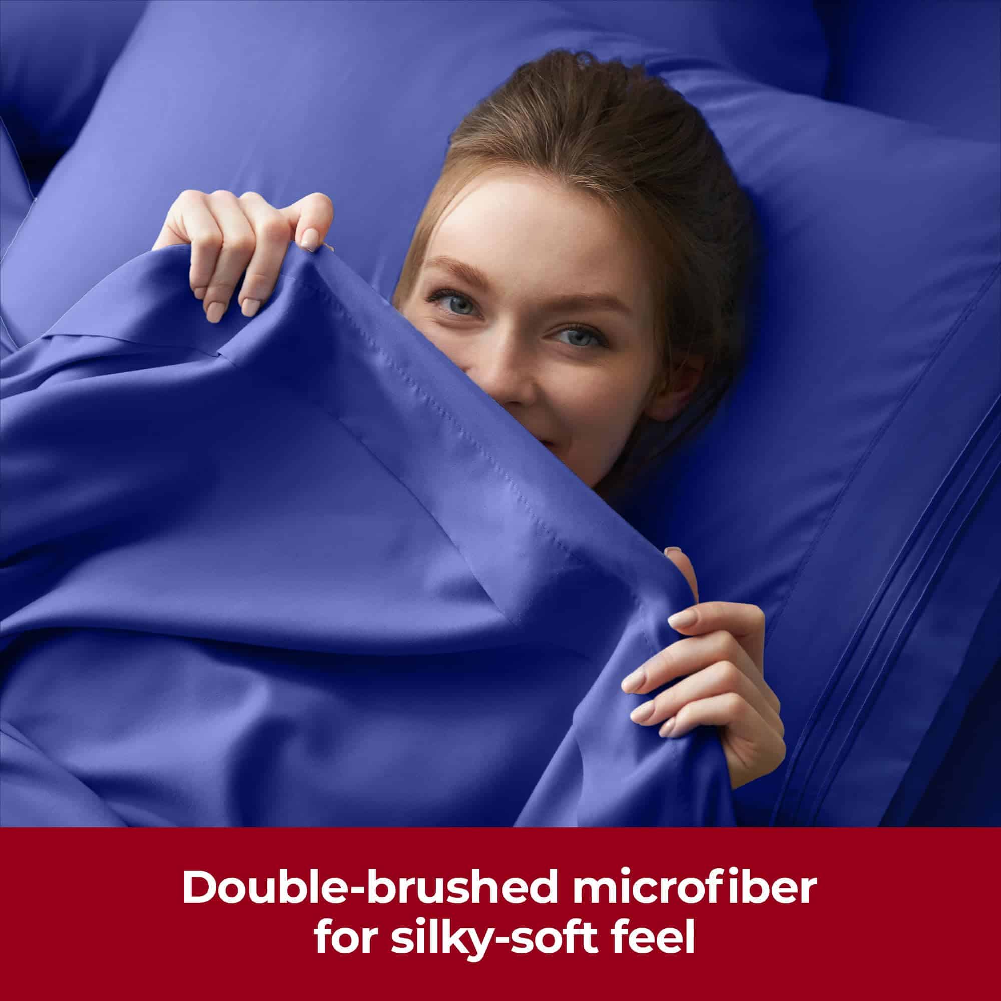 Juego de sábanas extra profundas Mellanni -Azul Real - Imagen 8