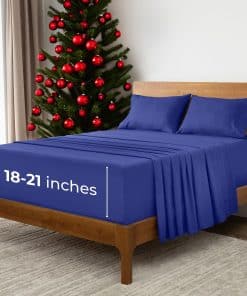 Juego de Sábanas Extra Profundas Mellanni -Azul Real