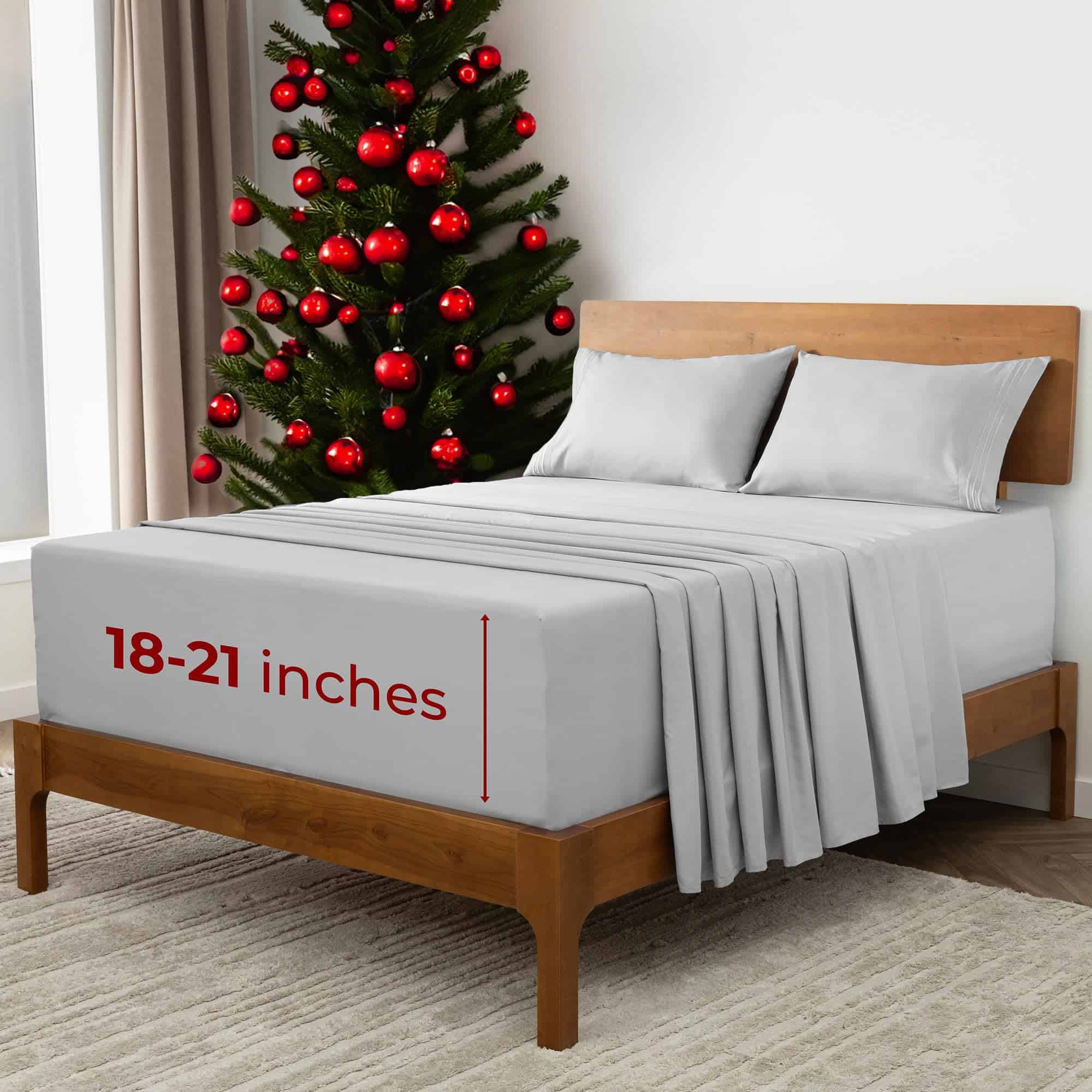 Juego de sábanas extra profundas California -Gris Claro