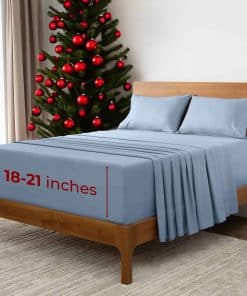 Juego de Sábanas Divididas Extra Profundas -Azul Hortensia