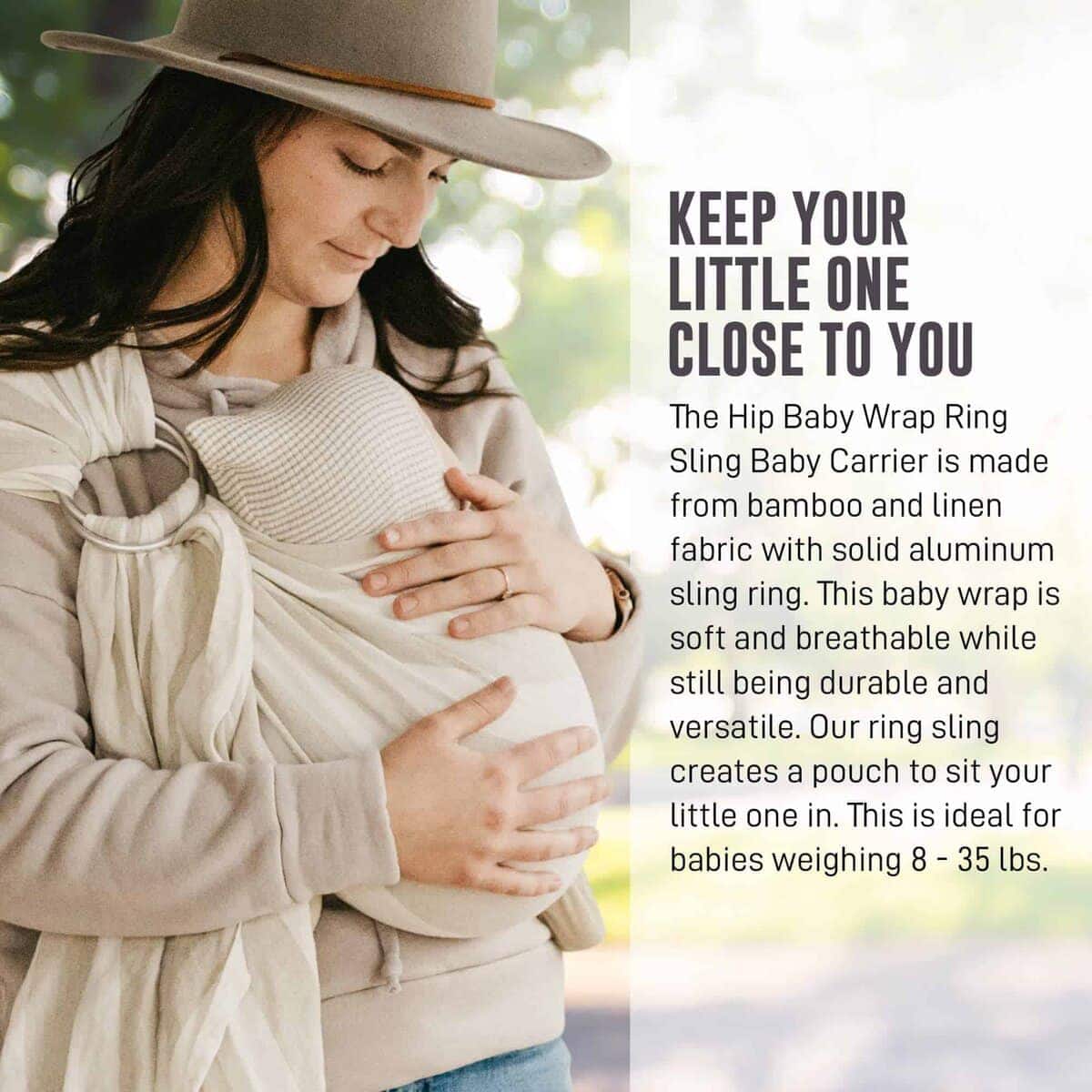 Fular Portabebés Hip Baby Wrap Ring Sling - Fular de Bambú - Imagen 4