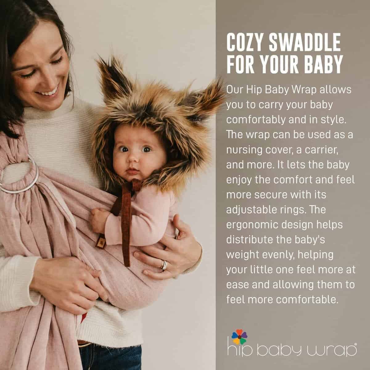 Fular Portabebés Hip Baby Wrap Ring Sling - Fular de Bambú - Imagen 5