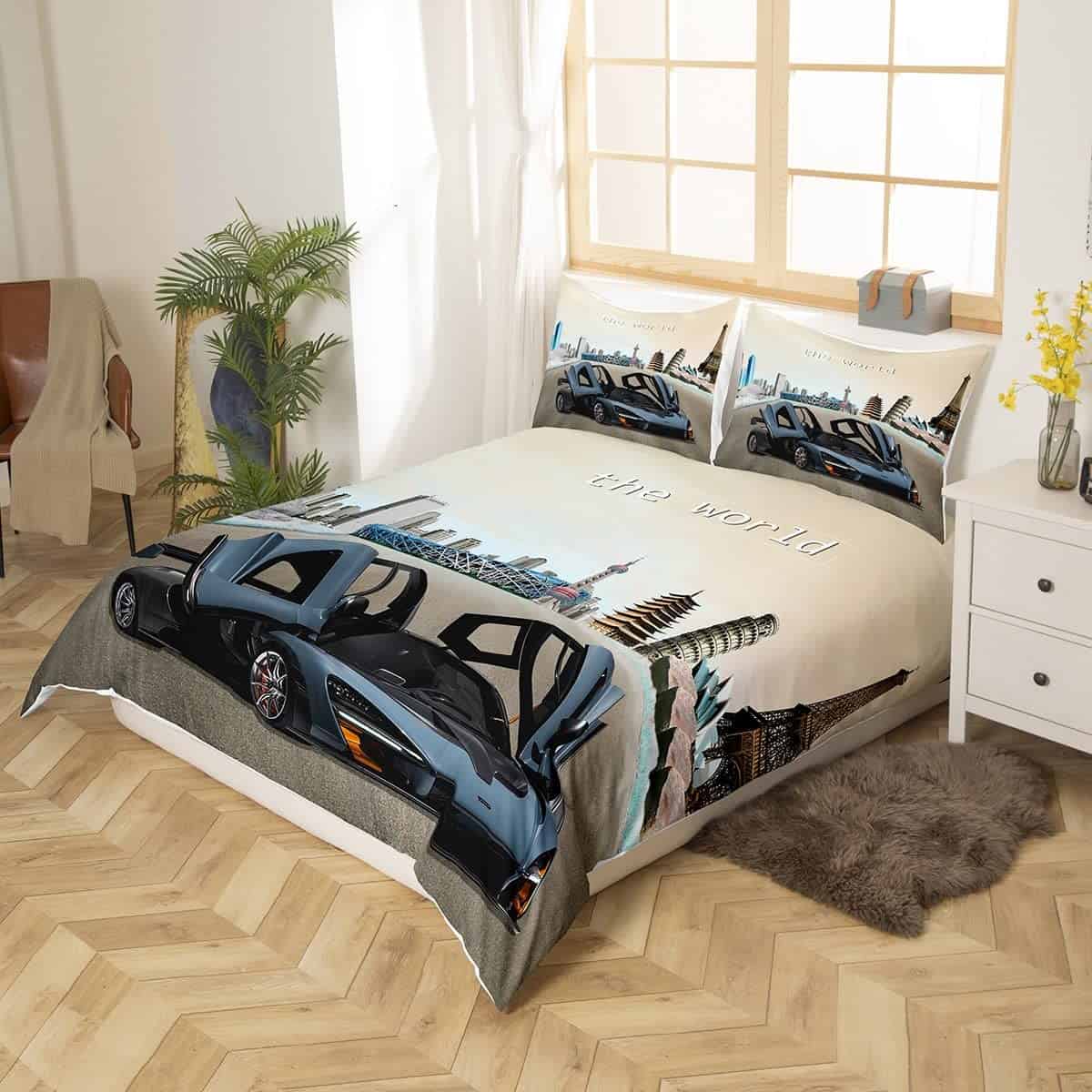 Juego de funda nórdica Feelyou Race Car tamaño Queen 3D - Imagen 3