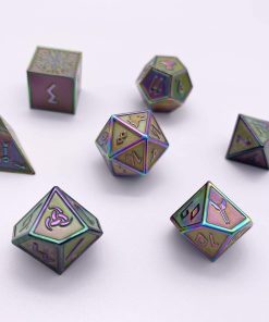 Set de 7 Dados de Metal Completo de la Serie Nórdica