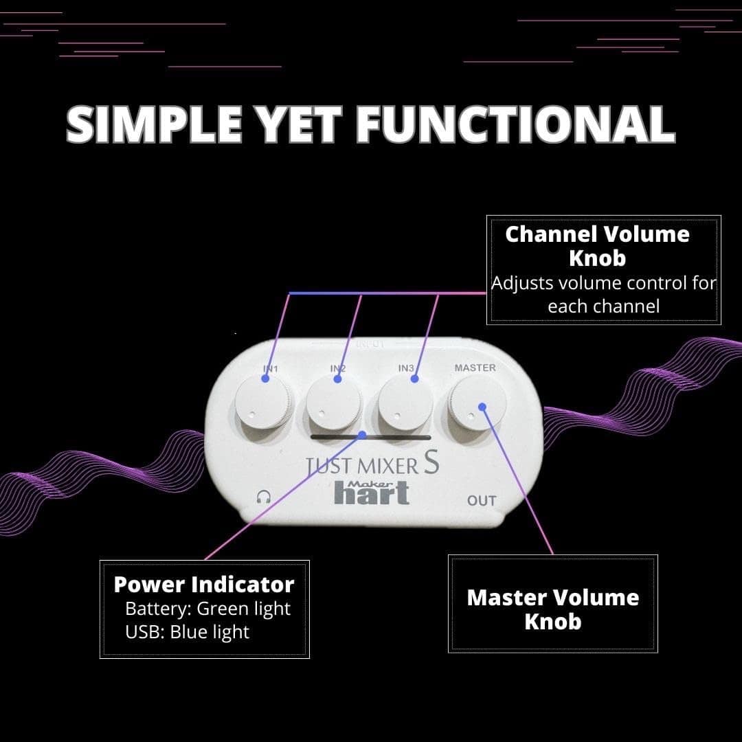 Maker hart JUST Mixer S Mezclador de Audio Mini Portátil de - Imagen 4