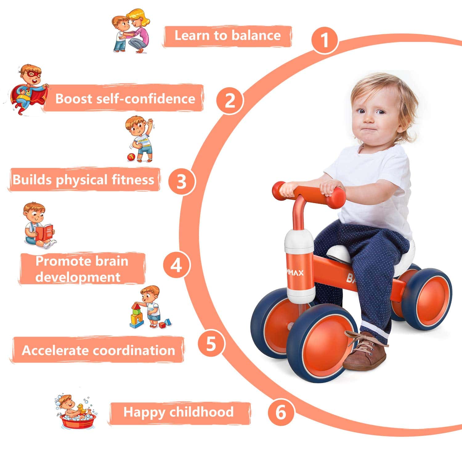 Bicicleta de Equilibrio BAMMAX para Bebés de 1 Año, - Imagen 6