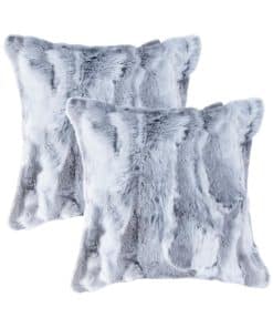 Set de 2 Fundas de Cojín de Piel Natural con Relleno de