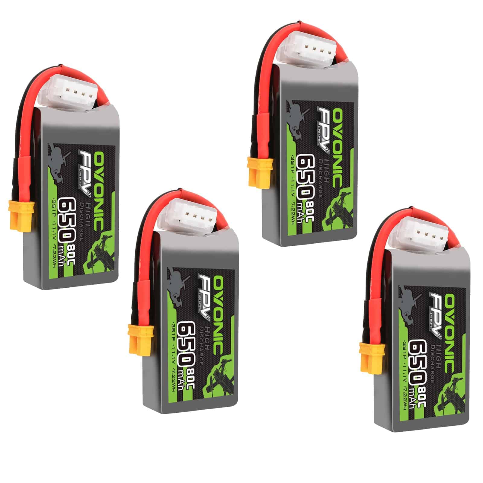 Paquete de 4 baterías de litio de 650mAh 3S1P 11.1V 80C