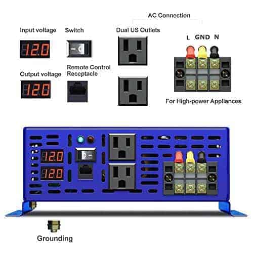 Inversor de Onda Sinusoidal Pura XYZ INVT 2000W - 12V CC a - Imagen 4