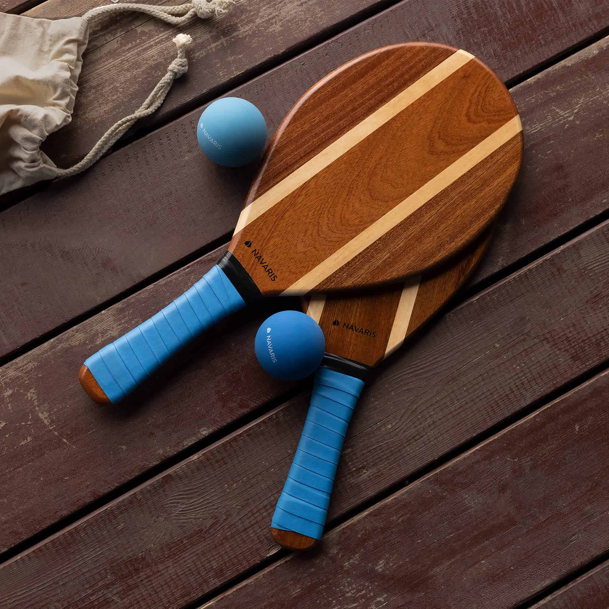 Set de Raquetas de Playa de Madera Navaris - Incluye 2 - Imagen 3