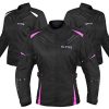 CHAQUETA DE MOTOCICLETA PARA MUJER ALPHA -Negro/Rosado
