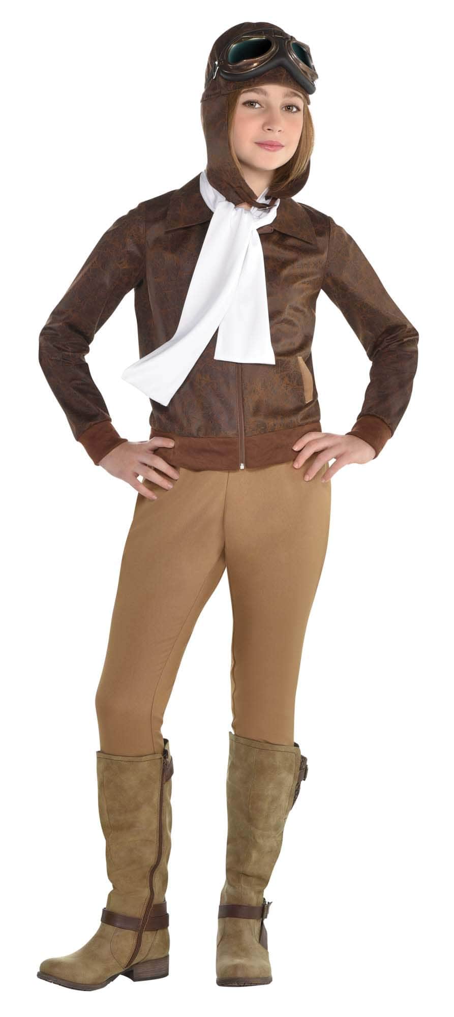 Conjunto de Disfraz de Amelia Earhart Marrón y Blanco