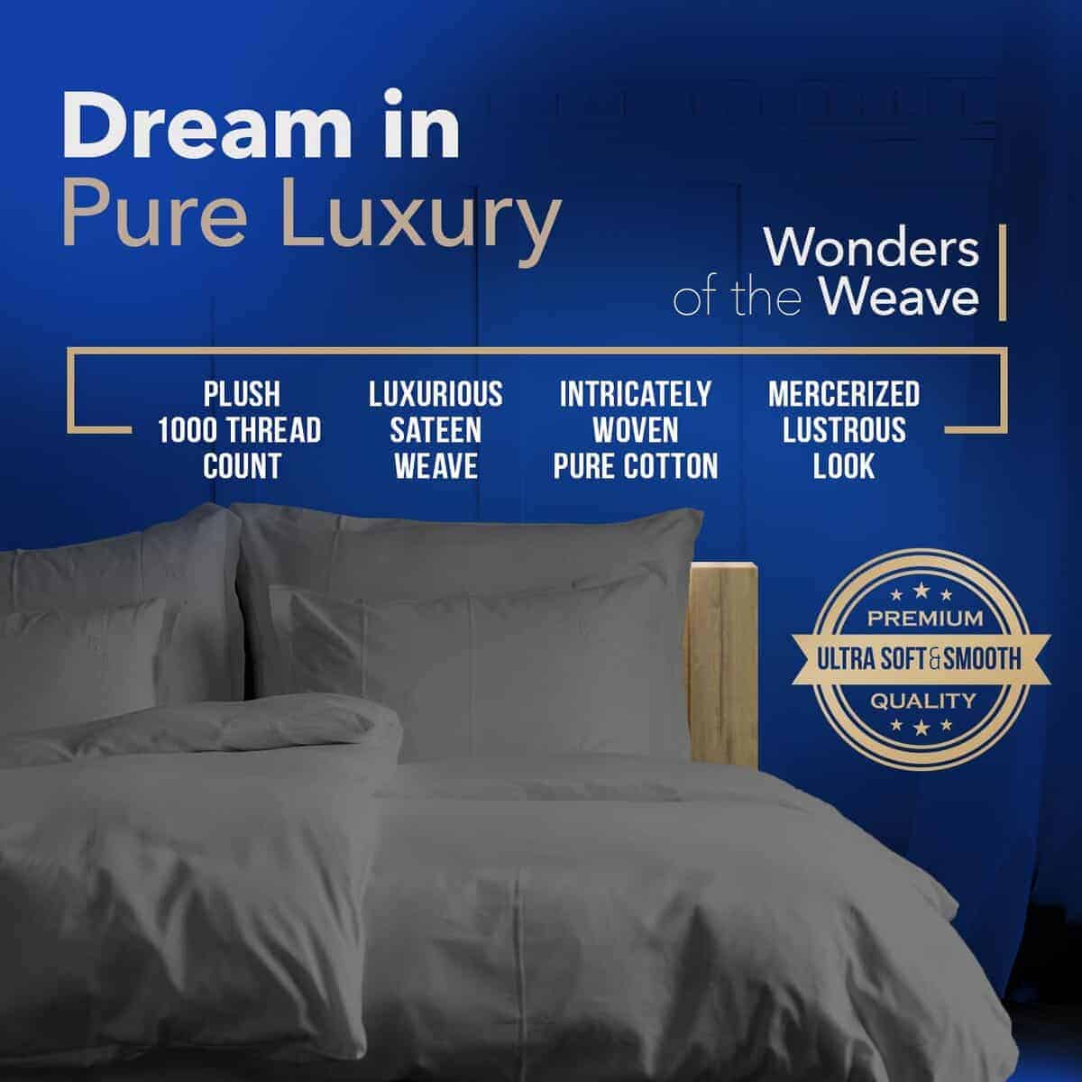 TEXAS LINEN CO. Funda de Edredón de Lujo de Algodón Egipcio - Imagen 4